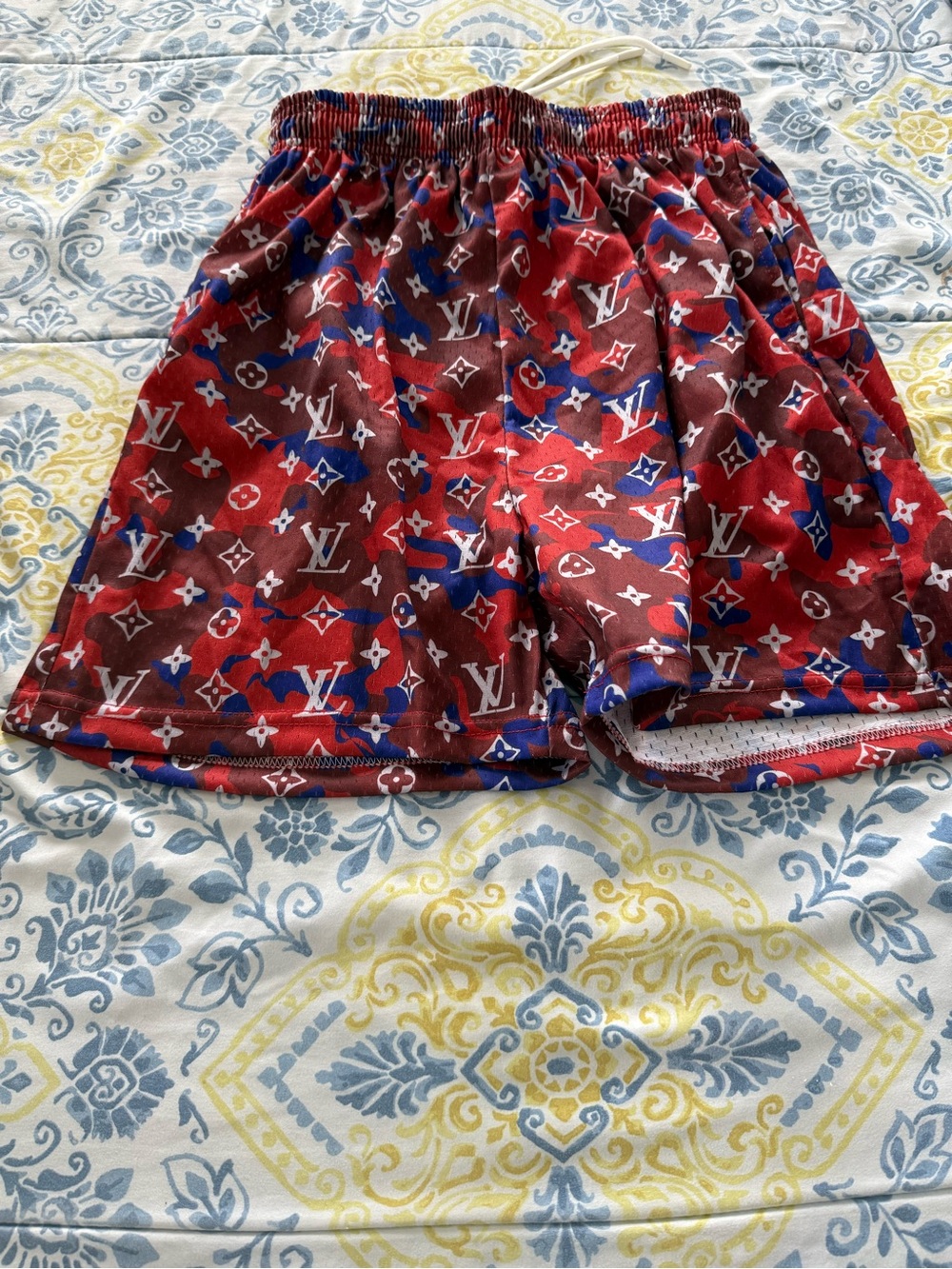 Asylum Red & Blue Elastic Waist Shorts